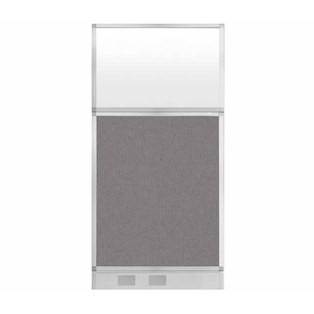 Versare Hush Panel Configurable Cubicle Partition 3' x 6' Slate Fabric Frosted Window w/ Cable Channel 1856319-3